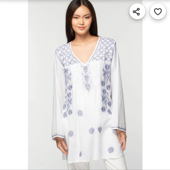 Sevya Hand Embroidered White/ Lilac Tunic NWOT SIze S - Picture 1 of 10
